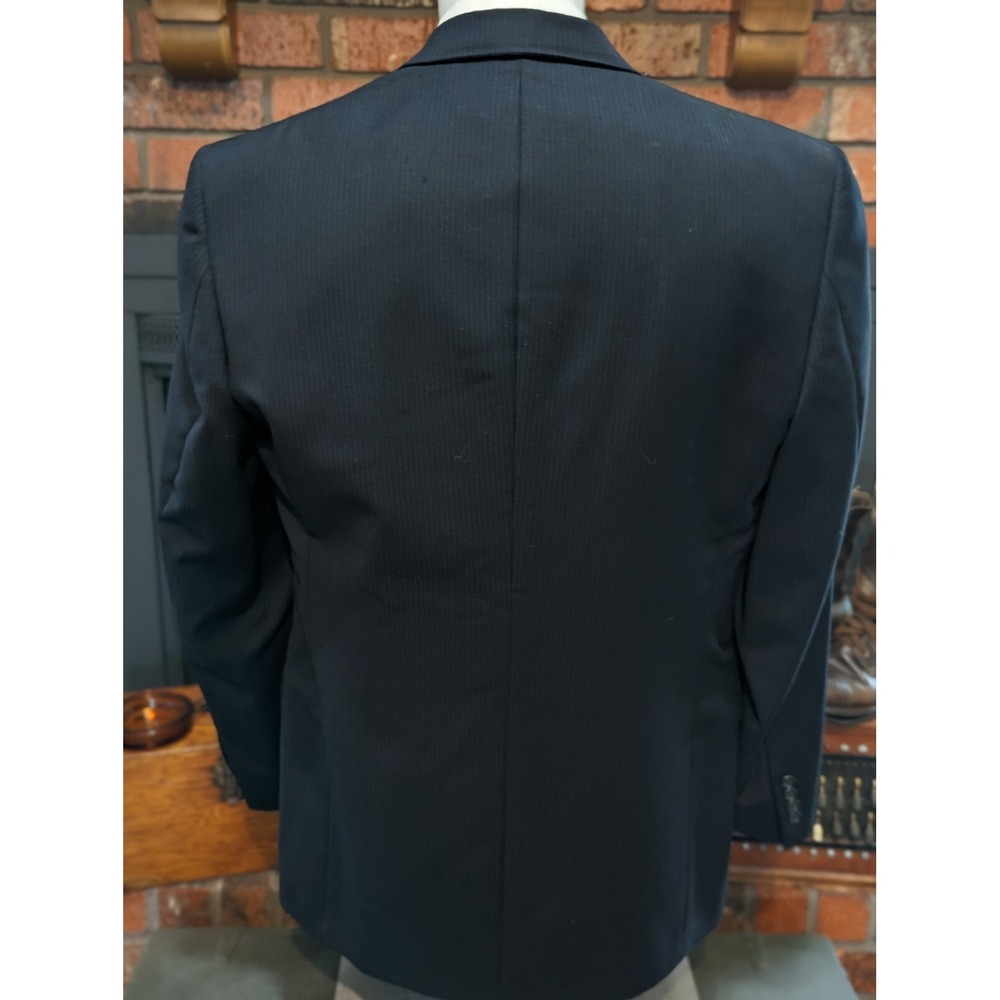 New No Tags Hart Schaffner Marx Mens 3 Button Pure Wool Navy Subtle Stripe 42L - Picture 6 of 6